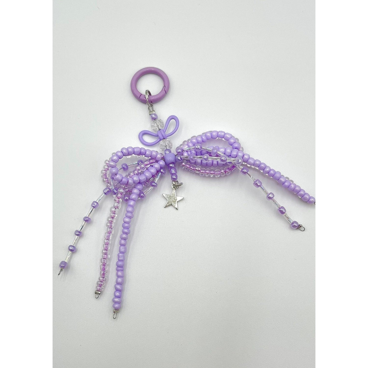 Beaded Keychain with Bow Shaped Bag Charm