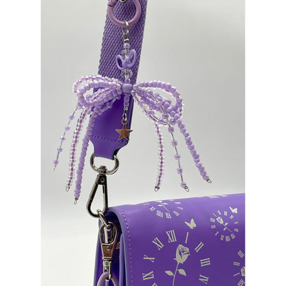 Beaded Keychain with Bow Shaped Bag Charm